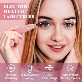 Le’phoqua Heated Eyelash Curler with Comb Design: Anti-Scald Electric Lash Curler for Natural Curled Lashes (Pink)