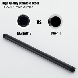 RANDOM Shower Arm with Flange,12 Inches Ceiling Mount Shower Head Extension Arm Straight Arm Ceiling-Mounted For Fixed Shower Head,Matte Black.RD91038-12MB