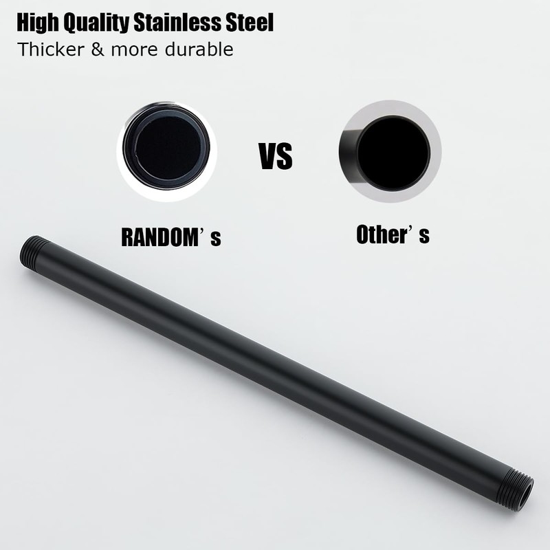 RANDOM Shower Arm with Flange,12 Inches Ceiling Mount Shower Head