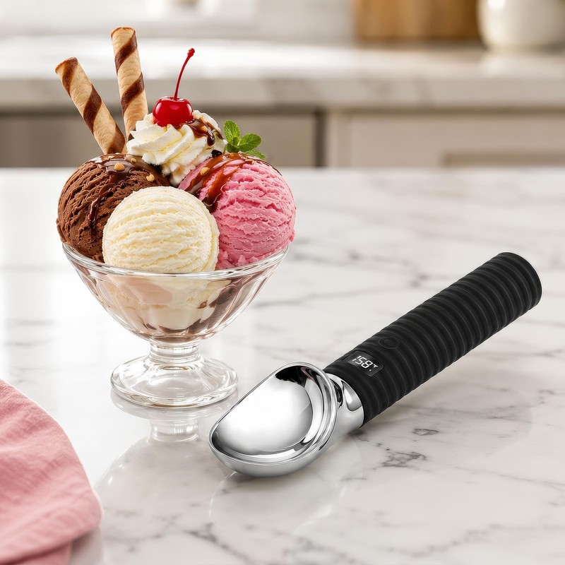 Dual Temperature Heated Ice Cream Scoop - 131/158°F for Ice