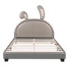 Merax Full Size Upholstered Leather Platform Bed with Bunny Ears