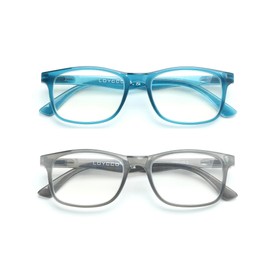 Loycco 2 Pairs Quality Blue Light Blocking Computer Reading Glasses Spring Hinge Glasses for Reading Anti Eyestrain Readers Men Women grey and blue 1.0