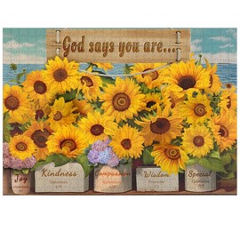 Sunflower Puzzles for Adults 1000 Pieces, Christian Religious Bible Floral Puzzles, Inspirational Christian Catholic Jigsaw Puzzles Scripture
