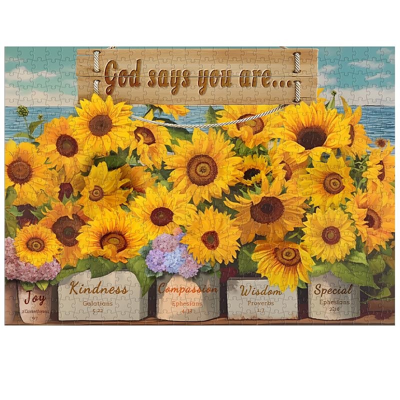 Sunflower Puzzles for Adults 1000 Pieces, Christian Religious Bible Floral