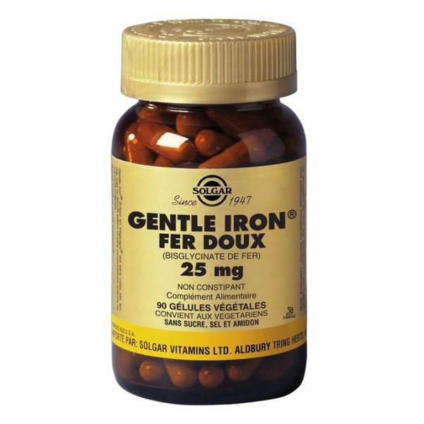 Solgar Gentle Iron Fer Doux 25 mg 90 Gélules Végétales