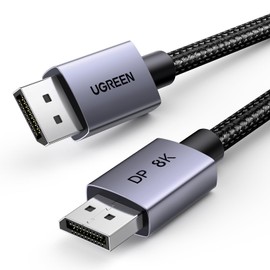 UGREEN UGREEN VESA 8K DisplayPort 1.4 Cable 10FT DP Cable Supports 8K@60Hz 4K@240Hz 32.4Gbps, HDR, HDCP, DSC 1.2a, FreeSync, G-Sync, Display Port Cord Alu Braided Compatible Monitor, Graphics, PC, HDTV