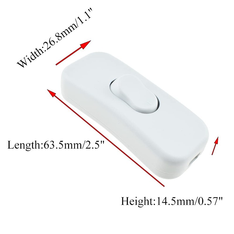 Hahiyo 2A 250V Inline Cord Switch Rocker Button Double Pole