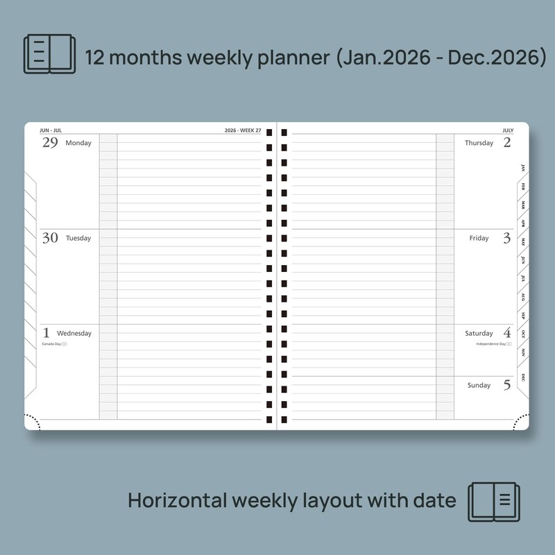 POPRUN 2026 Week to View Diary Large (26.5 x 21.5