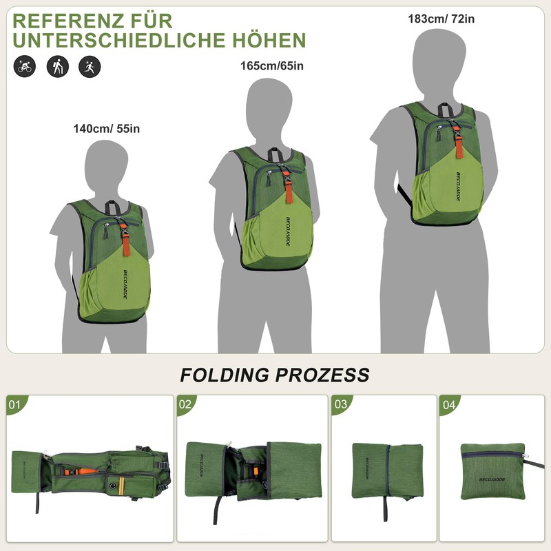 BECOJADDE 15L Hiking Backpack Men's Small Backpack Women's Lightweight Daypack