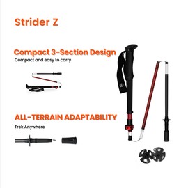 WindQuester Ultralight Carbon Fiber Trekking Poles – 6.98oz Lightweight Folding Collapsible Hiking Pole for Backpacking, Thru-Hiking, Trail Running & Travel Walking 43.3-51.1in Strider Z