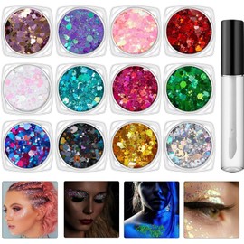 Purpurina para cara y cuerpo 10ml pegamento de secado rápido maquillaje Purpurina corporal en 12 colores para carnaval y brillo niñas pintura facial