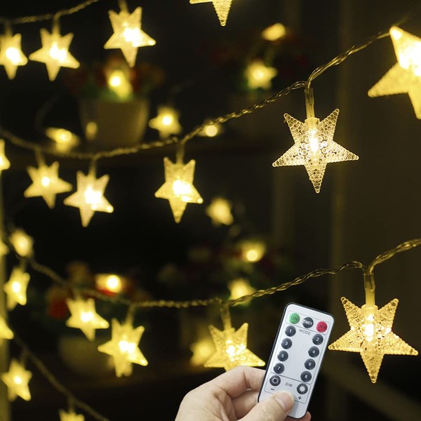 Mankinlu Guirnalda de luces de estrella de 50 luces LED