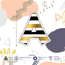 Barker Creek Letter Pop-Outs, 4" Gold, Multicolor Designer Letters for Bulletin Boards, Breakrooms, Reception Areas, Signs, Displays, and More! 4", 255 Characters per Set (1723)