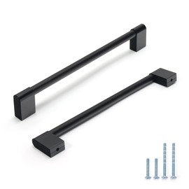 YONFIAFIT 6 Pack | 7.5"/192mm Hole Centers Cabinet Pulls Matte Black,Kitchen Cabinet Hardware Aluminium Dresser Pulls Chrome Handles for Cabinet Dresser,518701