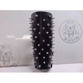 metaldevastation.com LEATHER SPIKED OLD SCHOOL GAUNTLET..DEAT - LEFT, BUCKLES, LARGE (standard sizes)