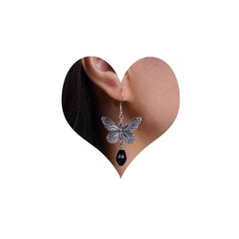Atentuyi Boho Rock Gothic Butterfly Earrings Silver Goth Teardrop Crystal Drop Earrings Black Dangle Earrings Vintage Filigree Hook Earrings Jewelry for Women and Girls