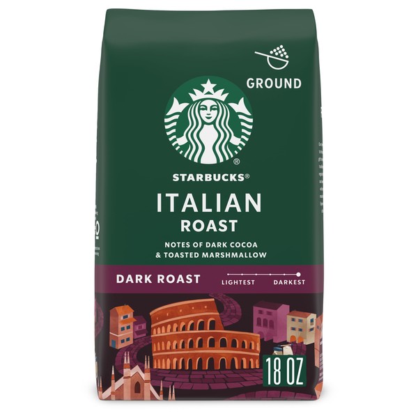 Starbucks Italian Dark Roast Ground Coffee, 18 Ounce (Pack of 1)