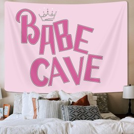 Bzhilja Babe Cave Tapestry, Cute Lovely Pink Teen Girl Tapestries Wall Hanging Funny Party Backdrop Party Decorations for College Dorm Teen BedroomYoga Room 90X70 Inches