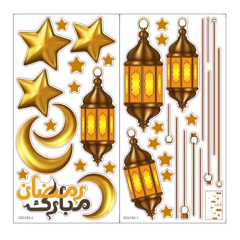 Ramadan Wall Stickers, Lantern Moon Star Wall Decals, Eid Mubarak