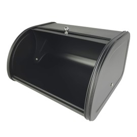 Bread Box Vintage for Kitchen, Stainless & Metal Extra Container for Storage Bin, Countertop Keeperwith Roll Top Farmhouse, Rustic Holder Counter (Black)