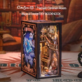 CUTEBEE Book Nook Kit, DIY Dollhouse Miniature House Booknook for Adults and Teens, Bookshelf Insert Decor, Bookends Model Build-Creativity Gift Kit for Friends and Family (Nebula Common Room)
