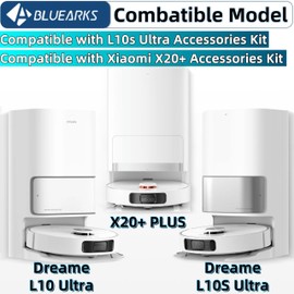 Bluearks Bluearks 19Pcs Replacement Parts for Dreame L10S Ultra/Dreame L10s UltraNot for L10s Pro Ultra Heat Vacuum Cleaner Accessories Kit,1 Main Brush,2 HEPA Filters,4 Mop Pads,6 Dust Bags,6 Side Brushes