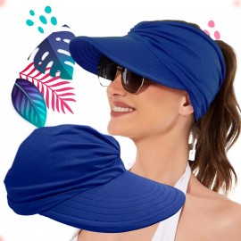 Grupo Carnavallia Visera Grande Azul Fruncido Mujer Sol Gorra Playa Verano