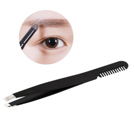 Ipetboom Eyebrow Tweezer Comb Stainless Steel Hair Removal Tool for Precise Eyebrow Shaping Lightweight Design for Professional and Personal Use Black
