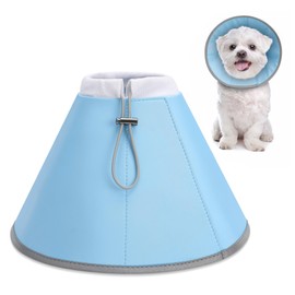 DEWVIE Soft Dog Cone for Dogs, Soft Dog Recovery Cone Collar for After Surgery, Adjustable Protective Elizabethan Collar for Dog & Cat (Blue, XS)