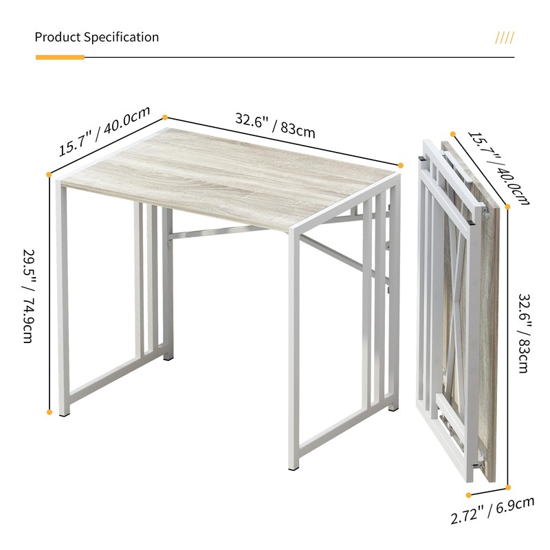 Lutown-Teen Small Folding Desk 32 inch, No Assembly Required Small