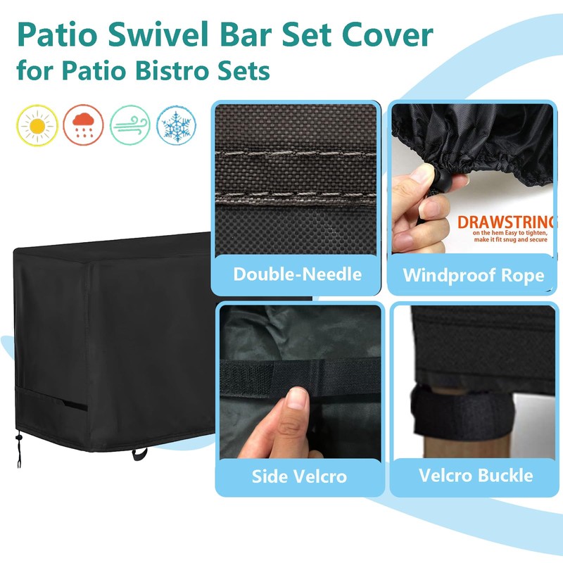 Oslimea Patio High Top Dining Set Cover, Outdoor Table and