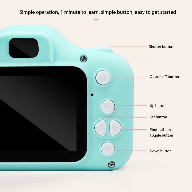 Kids Camera Cartoon Cute Rounded Design 2 Inch IPS Screen