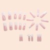 French Tip Press on Nails Long Pink Fake Nails Square