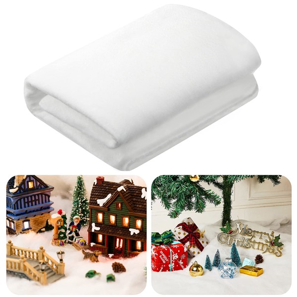 Thickened Christmas Snow Blanket Set White Artificial Snow Blankets Christmas Village Background Decorations for Christmas Jewellery (1, 1.3 x 5 Feet)