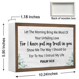 I Have Put My Trust In You Psalm 143:8 Bible Verse Wooden Box Sign Desk Decor,Rustic Scripture Wood Block Plaque Sign for Christian Farmhouse Home Office Shelf Tabletop Wall Decor