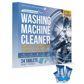 Washing Machine Cleaner Descaler Tablets - (24 Tablets, 1 Year Supply) Eco-Friendly Deep Cleaning Tablets for HE Front & Top Loader Washer, Remove Ordor Grime Buildup Residue Eliminator