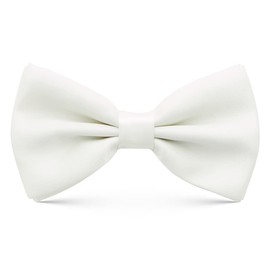 Youteer Men's Pre-Tied Bow Ties, Adjustable Length Classic Satin Bow Ties with Rose Brooch for Wedding and Party, White