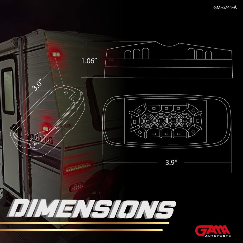 GAMA 5x Trailer Marker LED Light Side Clearance Amber, 4x2