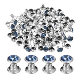 QUARKZMAN 60 sæt rhinsten nitter, 6 mm leather rivets, rhinestone studs, rapid double cap, rivets til læder håndværk DIY repairer decoration, light blue