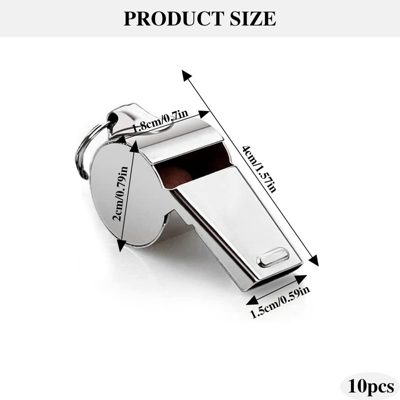 Txeouse Stainless Steel Whistles Pack of 10 Metal Whistle with