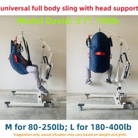 doudouX Patient Lift Sling, Fullbody/univesal Sling with Solid high-Back, Head/Neck/Back/Butt Support
