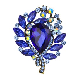 EVER FAITH Bridal Round Rhinestone Brooch Pin Shiny Drop Marquise Crystal Vintage Pin Jewellery Gift for Women, Crystal