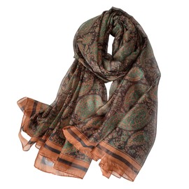 BRMM MIA Ultra Thin Large Scarf, Scarf, Flower Shawl, Large Stole, Silk, Women's, Spring/Summer, Elegant, Stylish, Sea, Travel, Sun Protection, UV Protection, Cashew