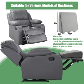 BALAPET Large Recliner Leg Pillow,Memory Foam Recliner Cushion Wedge Shape Recliner Footrest Extender,Leg、Back and Lumbar Support Pillow with Adjustable Elastic Straps(Gray)