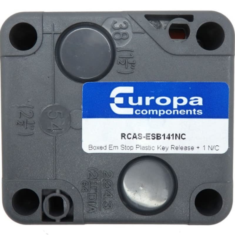 Europa Components Emergency Stop IP65 Key Release + 1 N/C