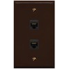 RiteAV 1 Gang 2 Port Cat5e Ethernet Wall Plate - Flat Style Brown