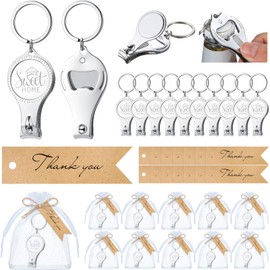 Liliaafar 50 Sets Housewarming Party Favors 3 in 1 Nail Clippers Bottle Opener Keychain Sweet Home Nail Clippers Thank You Gift Tags with Bags Twine for Real Estate Agent New Home Souvenirs
