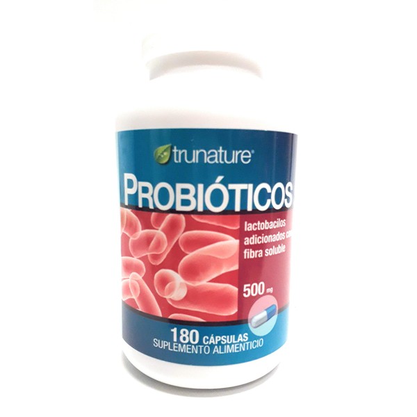 TruNature Probioticos Lactobacilos Adicionados con Fibra Solube 180 Capsulas