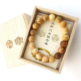 高野山 六木 riku I Bracelet 13 mm Wooden Box with World Heritage 金剛峯寺 念珠 Natural Stone Power Stone