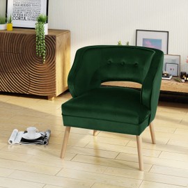 Christopher Knight Home Mariposa Mid-Century Velvet Accent Chair, Emerald / Natural